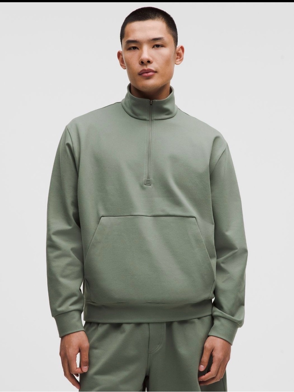 lululemon Men's Heavy Soft Jersey Half-Zip in color Willow